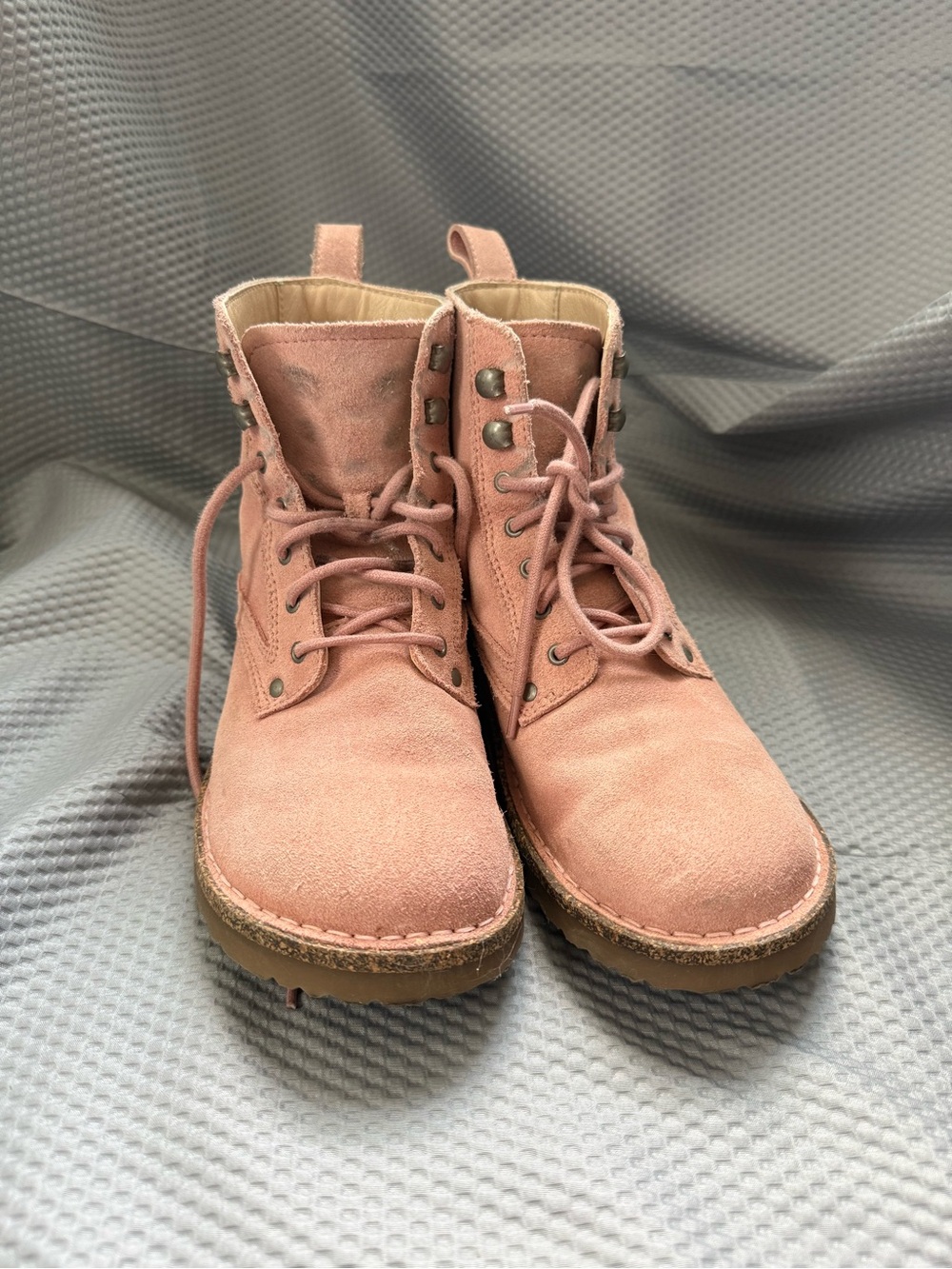 Birkenstock Suede Lace-Up Boots Pink/Dusty Rose EU 39 US 8 Leather Lined